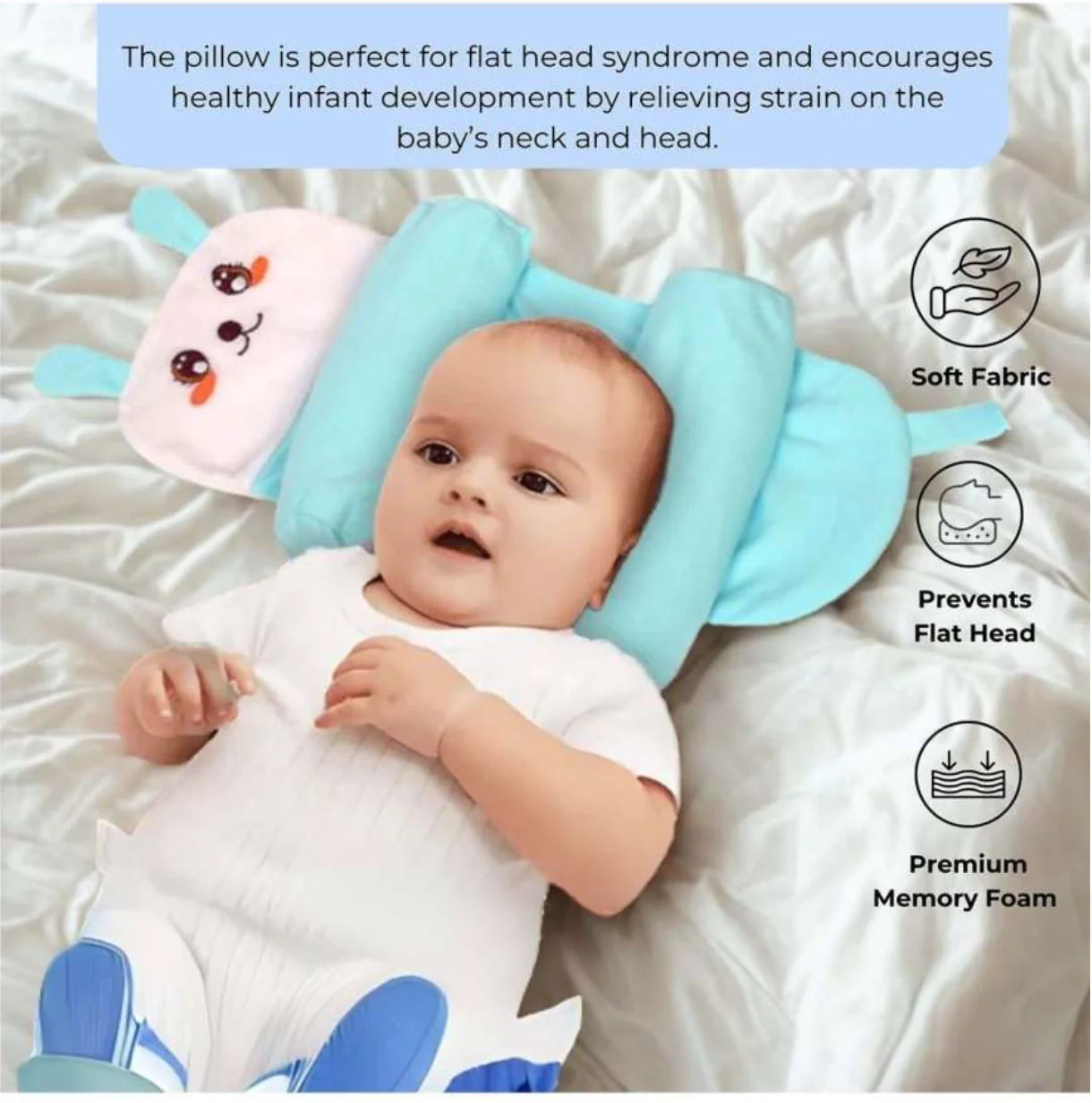 Baby Shaping Head Support Pillow - Assorted Colour